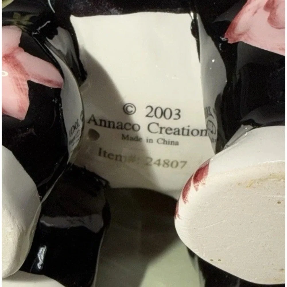 Vintage 2003 Annaco Creations Amy Lacombe Roses Kitty With Ladybug On Tail A3